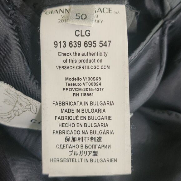 Authenticated Versace Collection Mens Wool Blazer Jacket Black 2-Button Size 40 - Picture 9 of 16